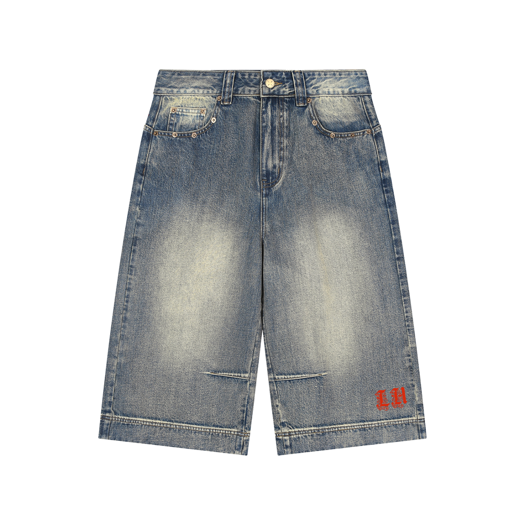 Checkered LH Baggy Denim Shorts