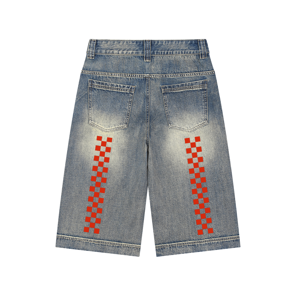 Checkered LH Baggy Denim Shorts