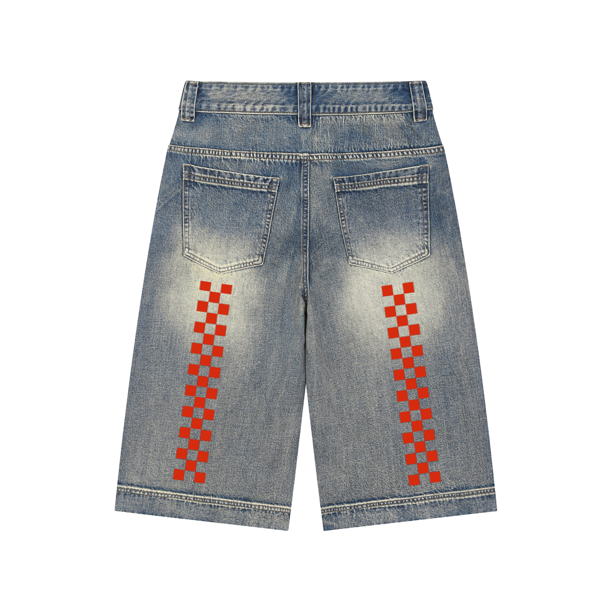 Checkered LH Baggy Denim Shorts